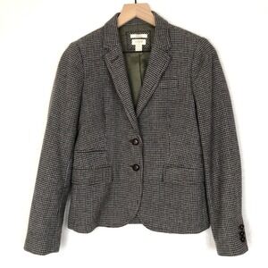 J. CREW Schoolboy Blazer Women's Sz 2 Wool Blend Houndstooth Work Classic Preppy